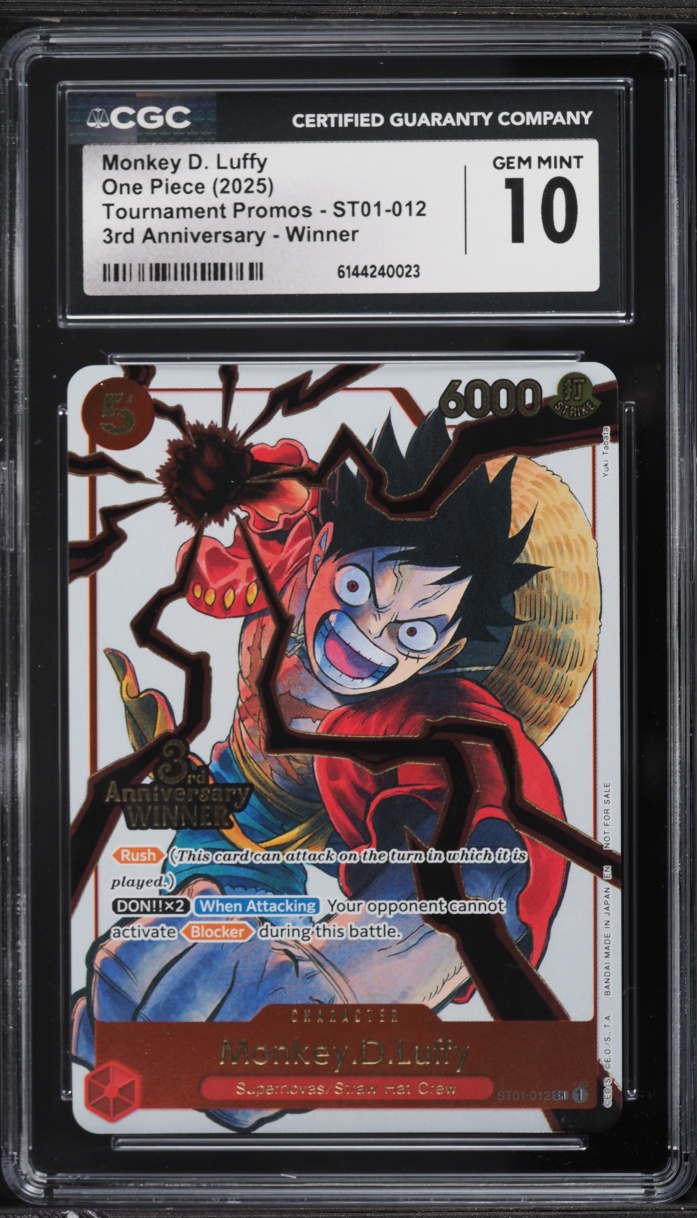 2025 One Piece Tournament Promo 3rd Winner Alt Art Monkey D. Luffy CGC 10 GEM MINT