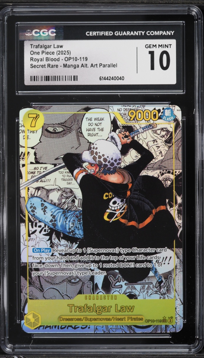 2025 One Piece Royal Blood Manga Alt Art Trafalgar Law #OP10-119 CGC 10 GEM MINT