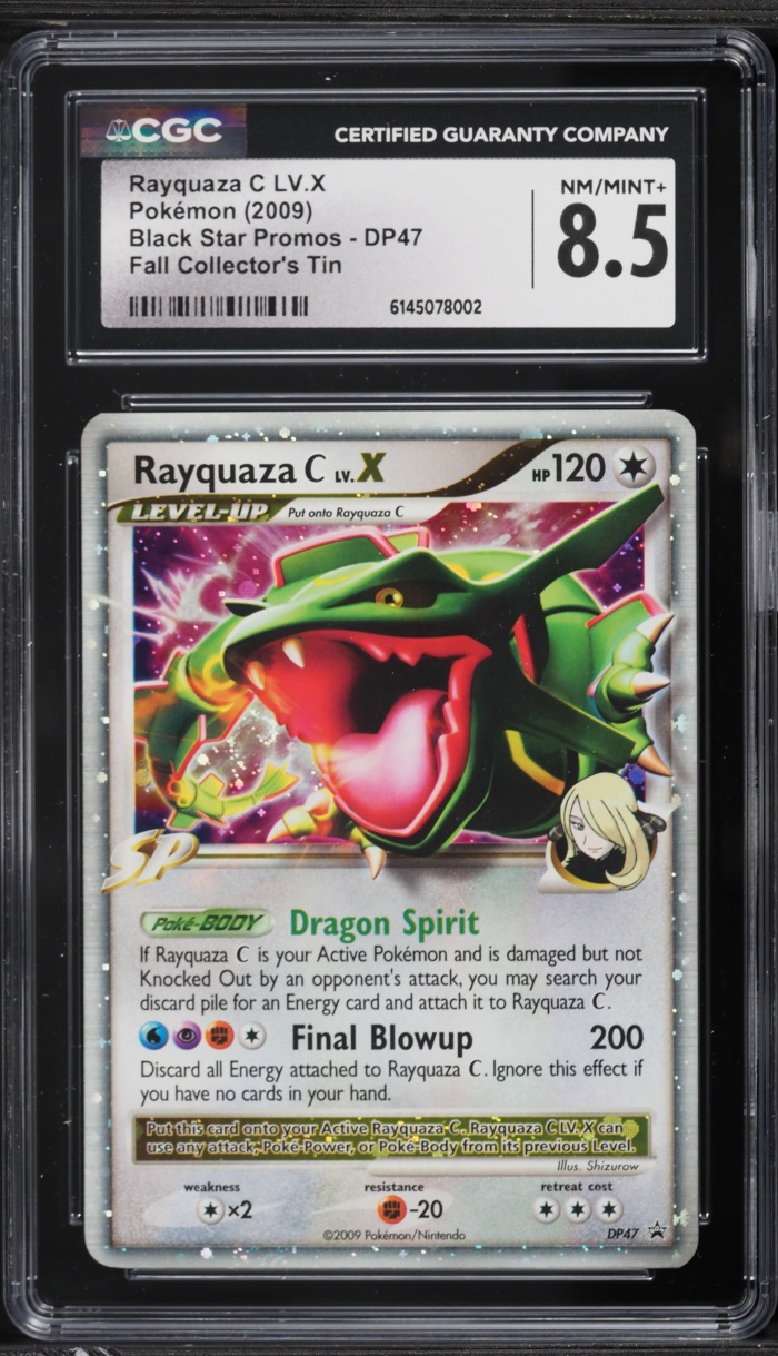 2009 Pokemon Diamond & Pearl Promo Fall Collector Tin Rayquaza C LV.X #DP47 CGC 8.5 NM-MT+