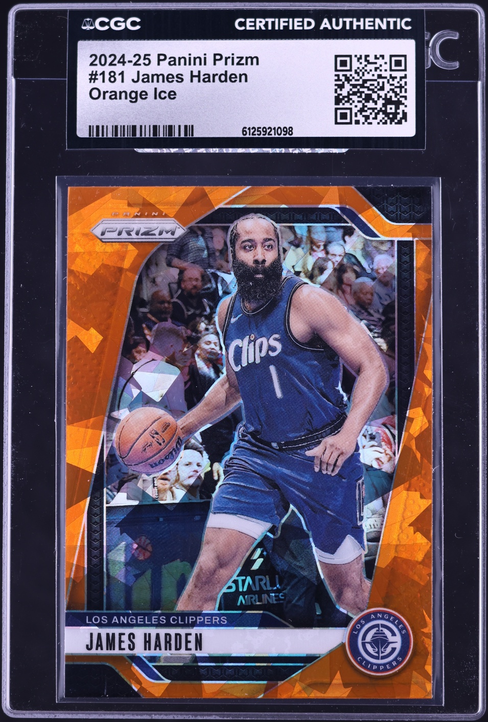 2024 Panini Prizm Orange Ice James Harden #181 CGC AUTH