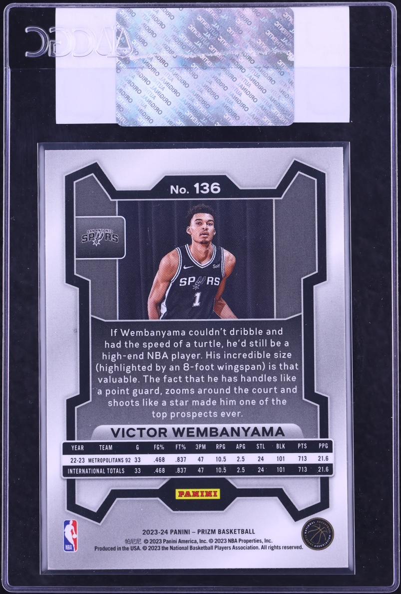 2023 Panini Prizm Victor Wembanyama ROOKIE #136 CGC AUTH