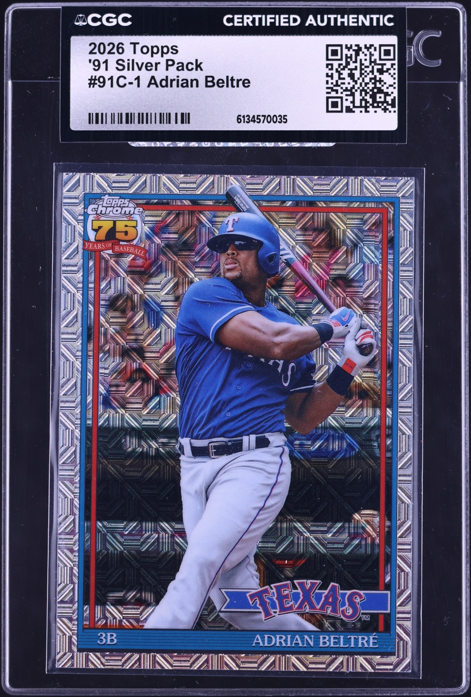 2026 Topps Chrome '91 Silver Pack Adrian Beltre #91C-1 CGC AUTH
