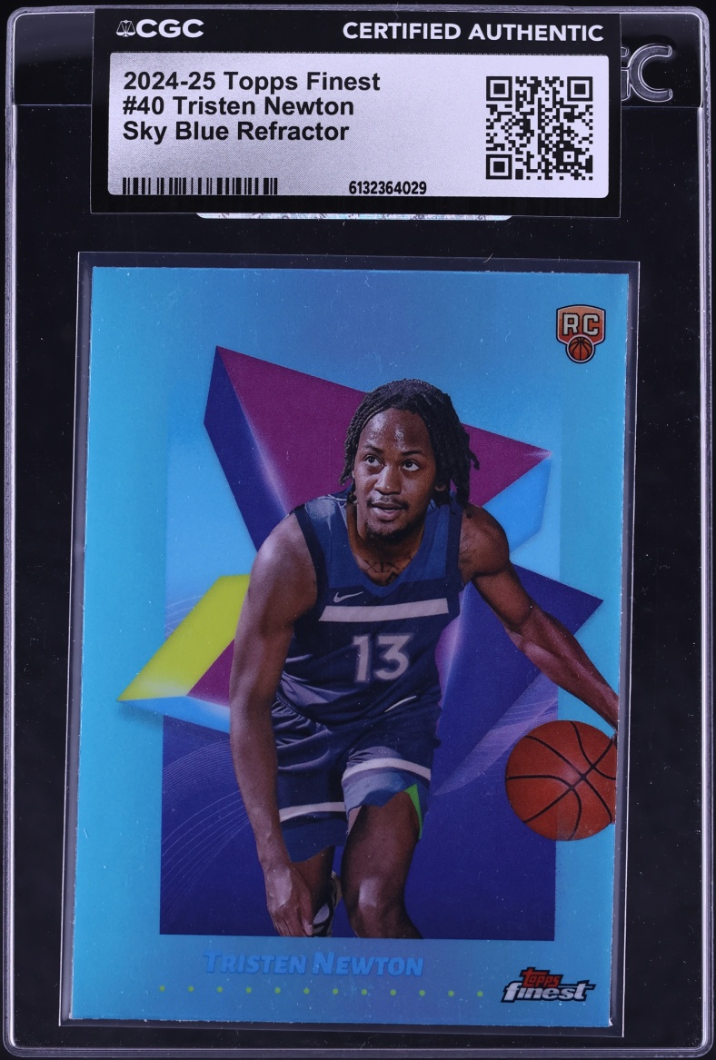 2024 Finest Sky Blue Refractor Tristen Newton ROOKIE #40 CGC AUTH