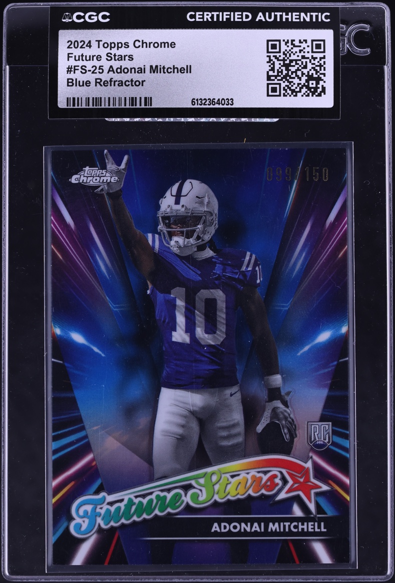 2024 Topps Chrome Future Stars Blue Refractor Adonai Mitchell ROOKIE /150 #FS-25 CGC AUTH