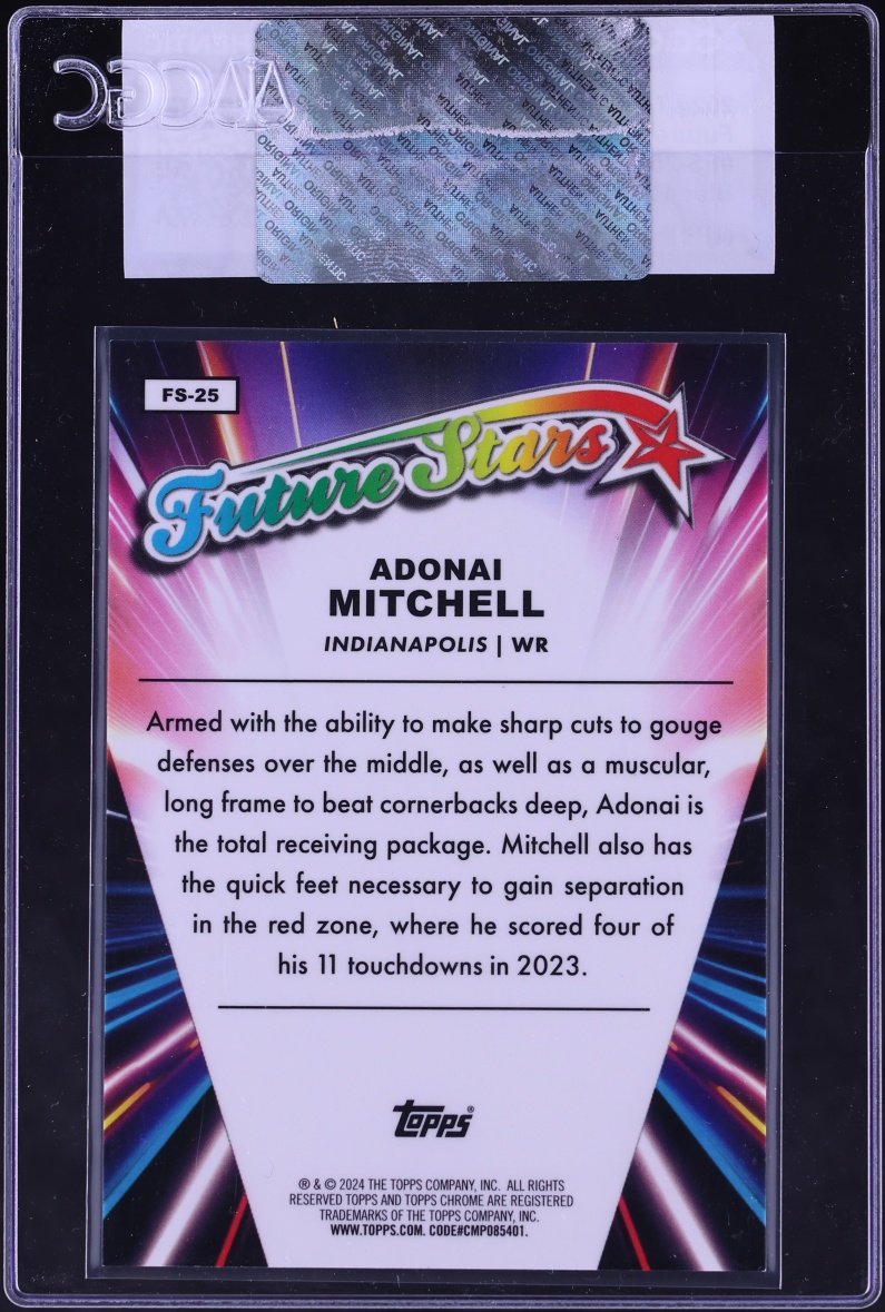 2024 Topps Chrome Future Stars Blue Refractor Adonai Mitchell ROOKIE /150 #FS-25 CGC AUTH