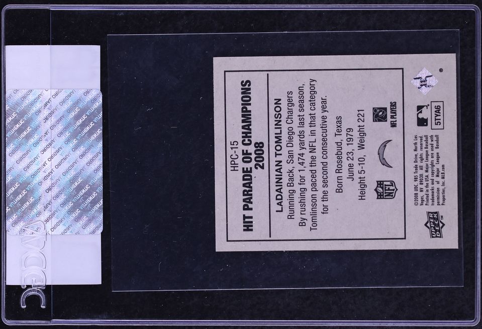 2008 Upper Deck Goudey Hit Parade Of Champions LaDainian Tomlinson #HPC-15 CGC AUTH
