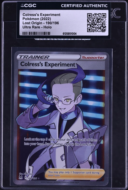 2022 Pokemon Sword & Shield Lost Origin Full Art Colress's Experiment #190 CGC AUTH