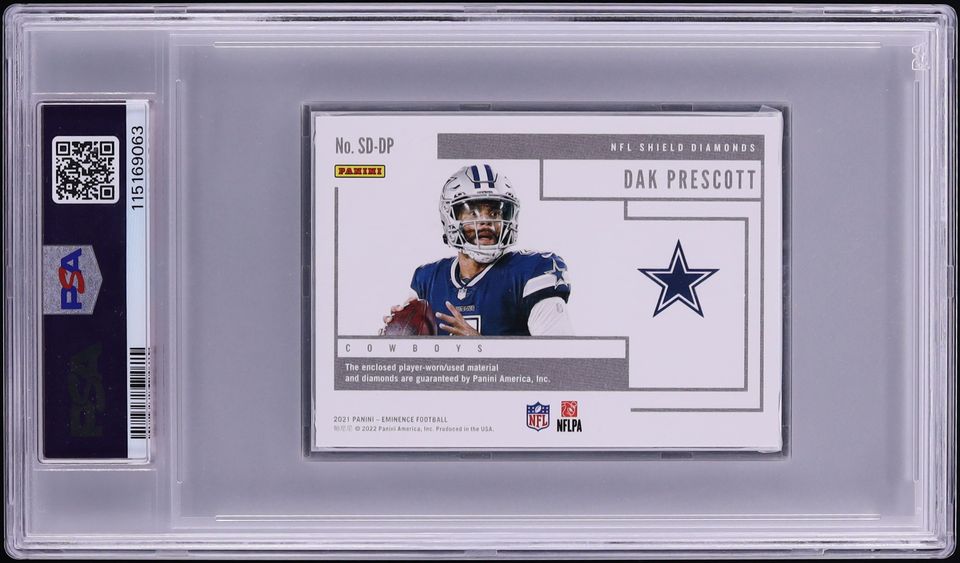2021 Panini Eminence NFL Shield Diamonds Dak Prescott PATCH 1/1 #SDDP PSA 7 NRMT