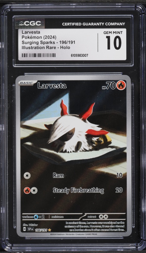 2024 Pokemon Scarlet & Violet Surging Sparks IR Larvesta #196 CGC 10 GEM MINT