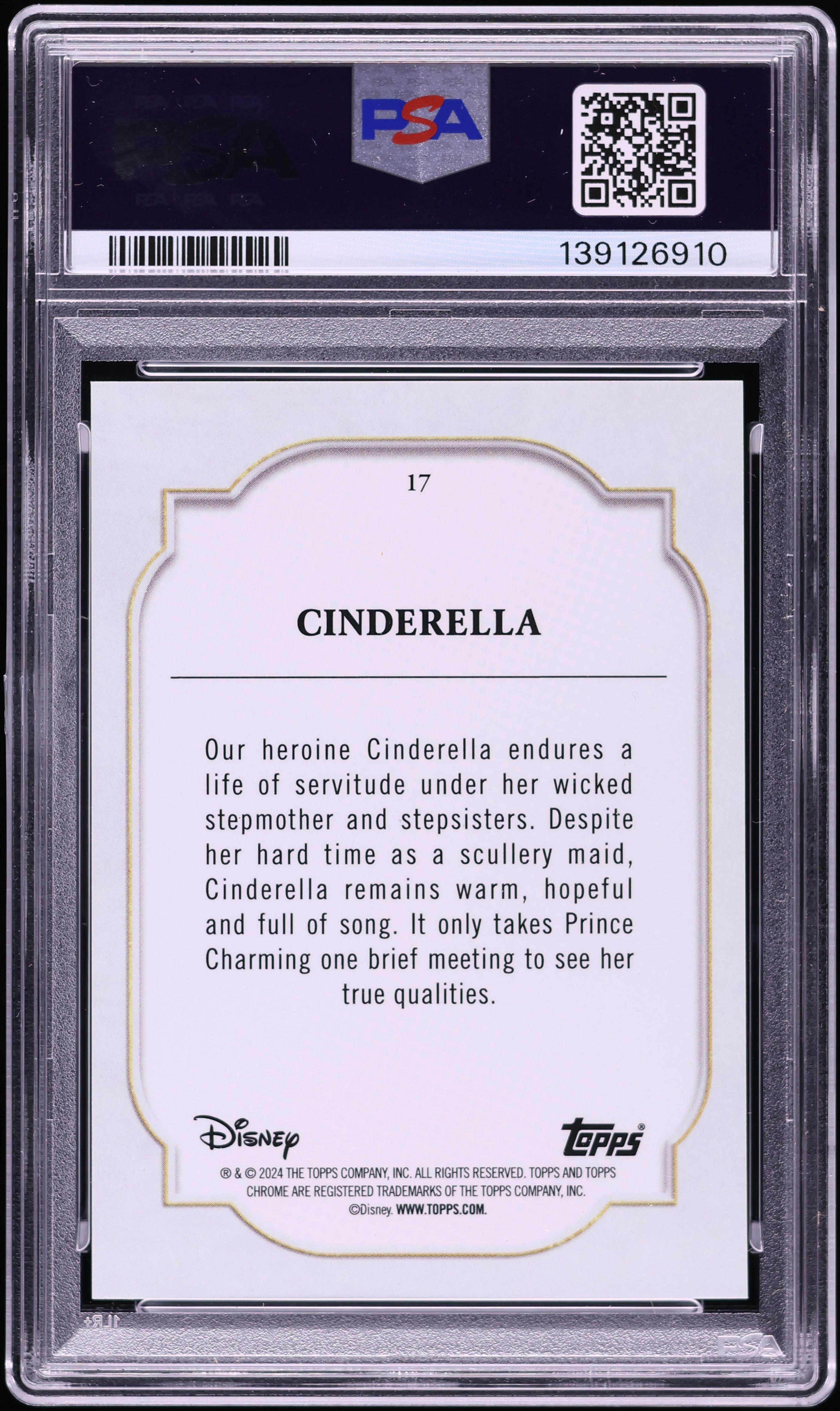 2024 Topps Chrome Disney Green Refractor Cinderella /99 #17 PSA 9