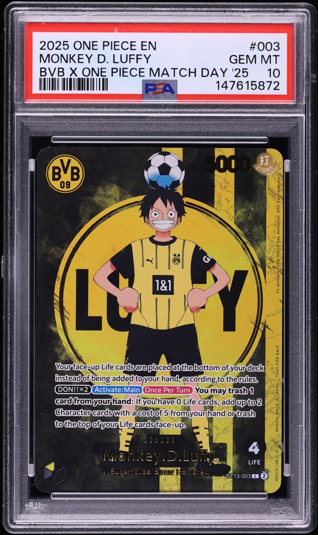 2025 One Piece Promo BVB Match Day Leader Monkey D. Luffy #ST13-003 PSA 10 GEM MINT