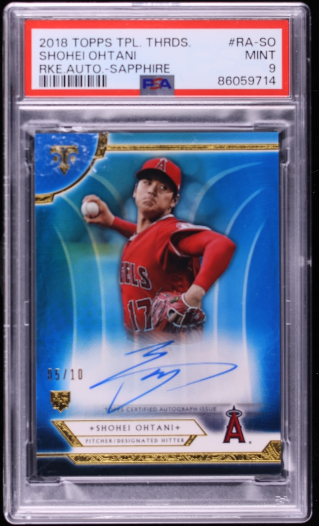 2018 Topps Triple Threads Sapphire Shohei Ohtani ROOKIE AUTO /10 #RA-SO PSA 9 MINT