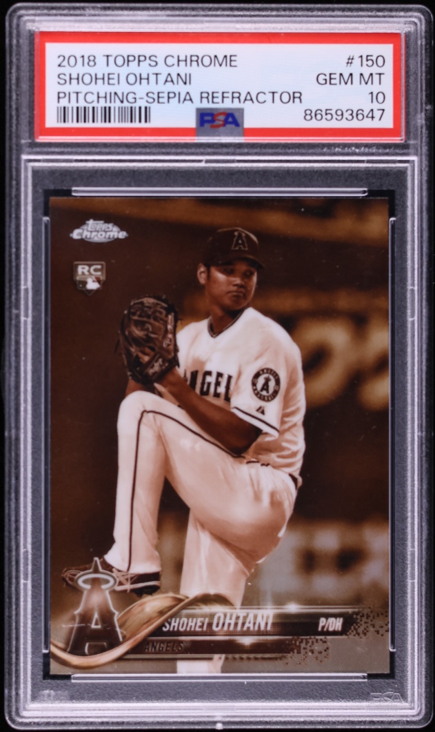 2018 Topps Chrome Pitching Sepia Refractor Shohei Ohtani ROOKIE #150 PSA 10 GEM MINT