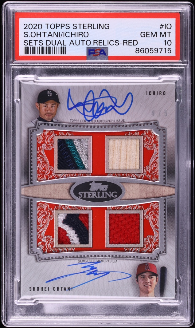 2020 Topps Sterling Sets Dual Red Shohei Ohtani Ichiro PATCH AUTO /5 #SWAR-IO PSA 10 GEM MINT
