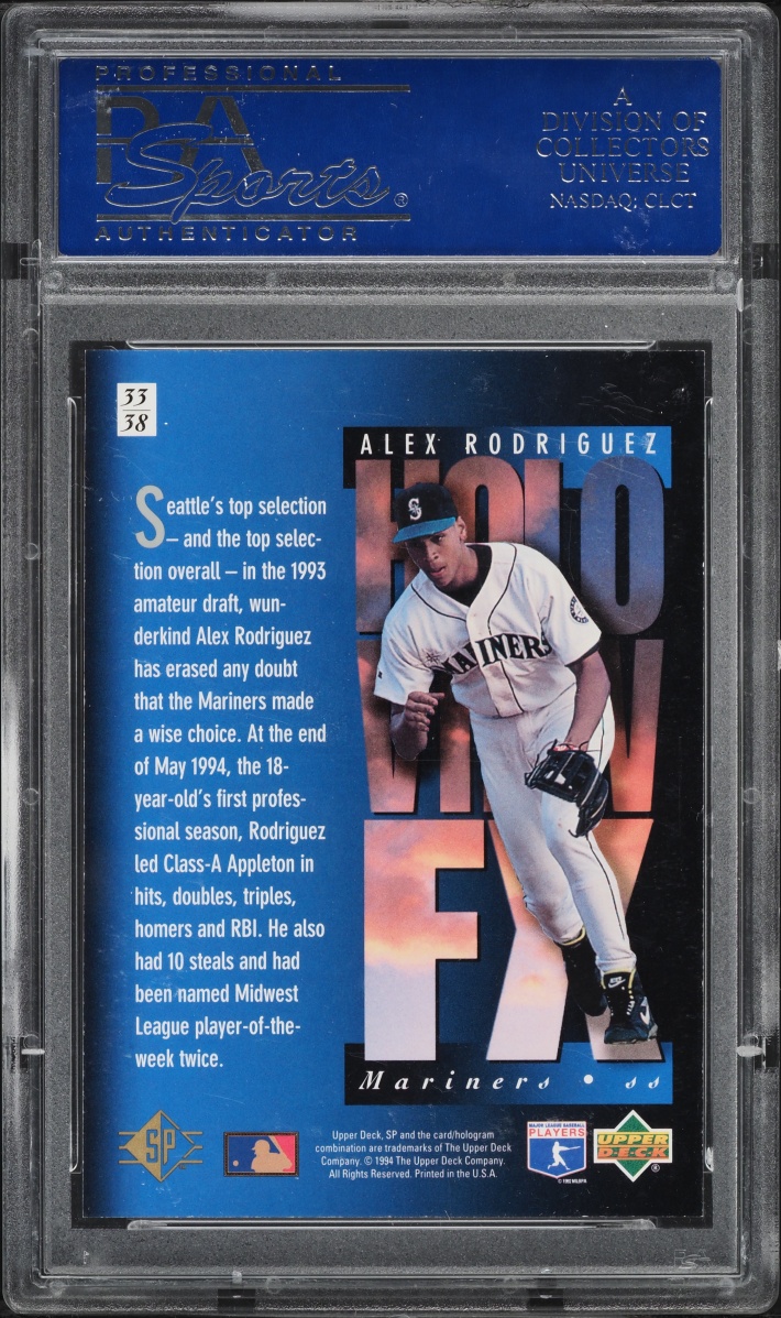 1994 SP Holoview Blue Alex Rodriguez ROOKIE #33 PSA 9 MINT