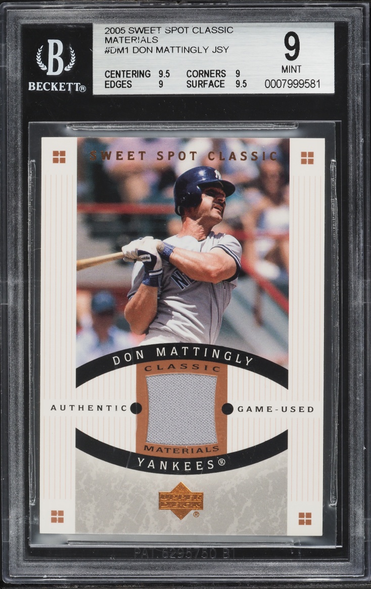 2005 Sweet Spot Classic Don Mattingly Hitting PATCH #CM-DM1 BGS 9 MINT