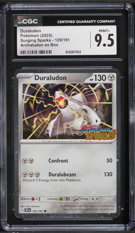 2025 Pokemon Scarlet & Violet Surging Sparks Archaludon ex Box Duraludon #129 CGC 9.5 MINT+