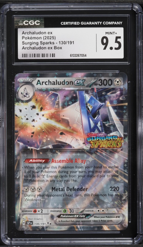 2025 Pokemon Scarlet & Violet Surging Sparks Archaludon ex Box Archaludon EX #130 CGC 9.5 MINT+