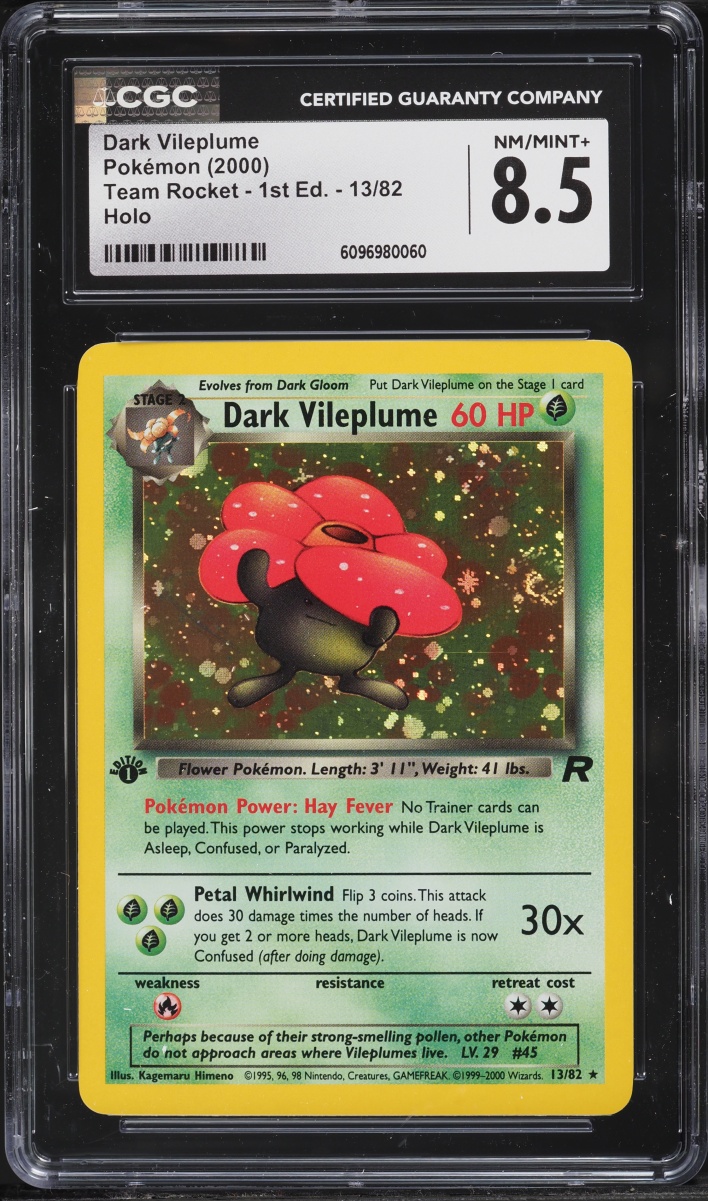 2000 Pokemon Team Rocket 1st Edition Holo Dark Vileplume #13 CGC 8.5 NM-MT+