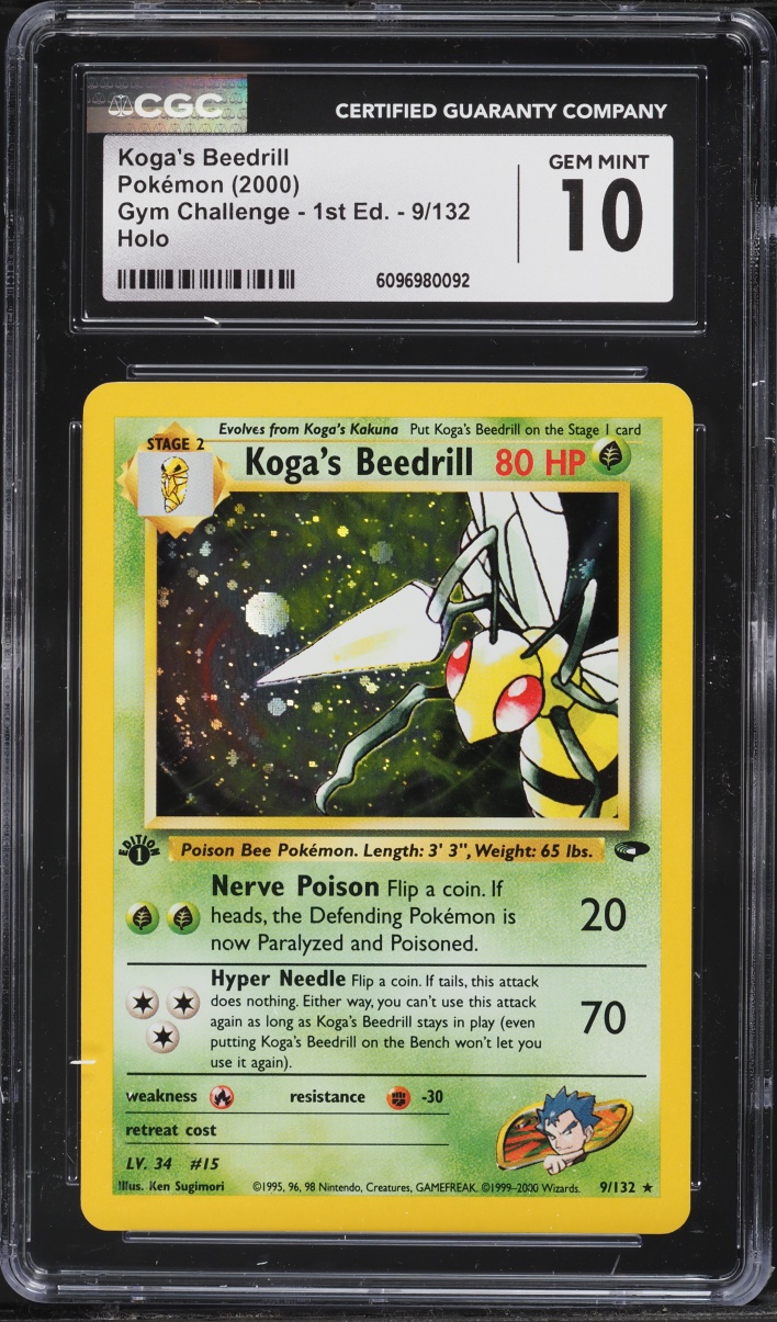 2000 Pokemon Gym Challenge 1st Edition Holo Koga's Beedrill #9 CGC 10 GEM MINT