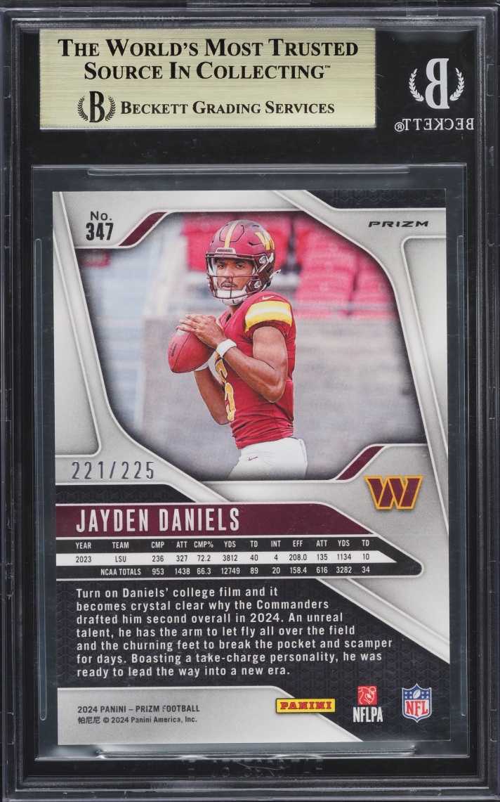 2024 Panini Prizm Purple Ice Jayden Daniels ROOKIE /225 #347 BGS 9.5 GEM MINT