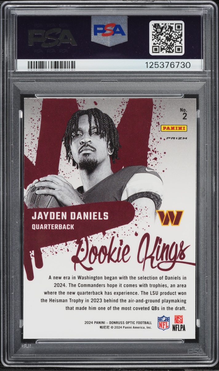 2024 Donruss Optic Kings Prizm Jayden Daniels ROOKIE #2 PSA 10 GEM MINT