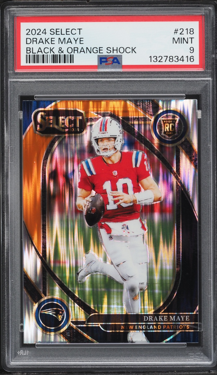 2024 Select Club Level Black & Orange Shock Drake Maye ROOKIE #218 PSA 9 MINT