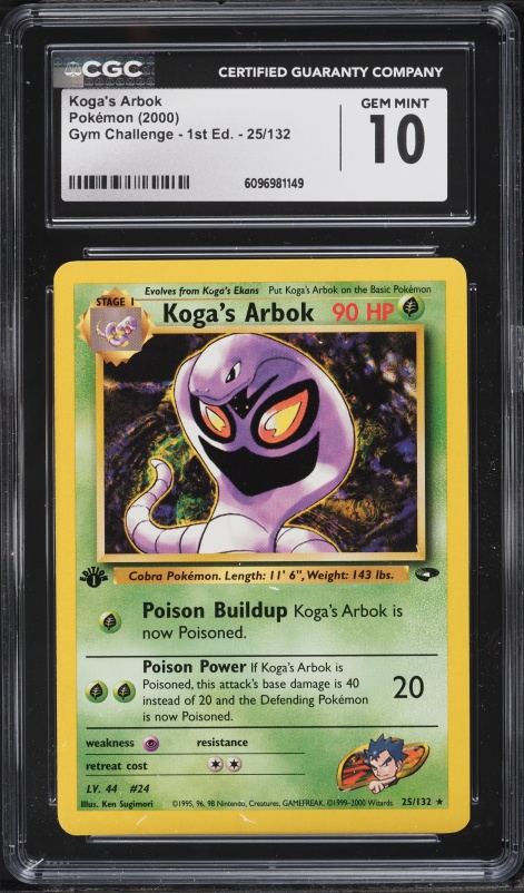 2000 Pokemon Gym Challenge 1st Edition Koga's Arbok #25 CGC 10 GEM MINT