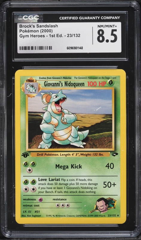 2000 Pokemon Gym Heroes 1st Edition Brock's Sandslash #23 CGC 8.5 NM-MT+