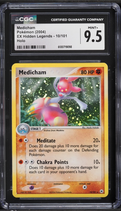 2004 Pokemon EX Hidden Legends Holo Medicham #10 CGC 9.5 MINT+