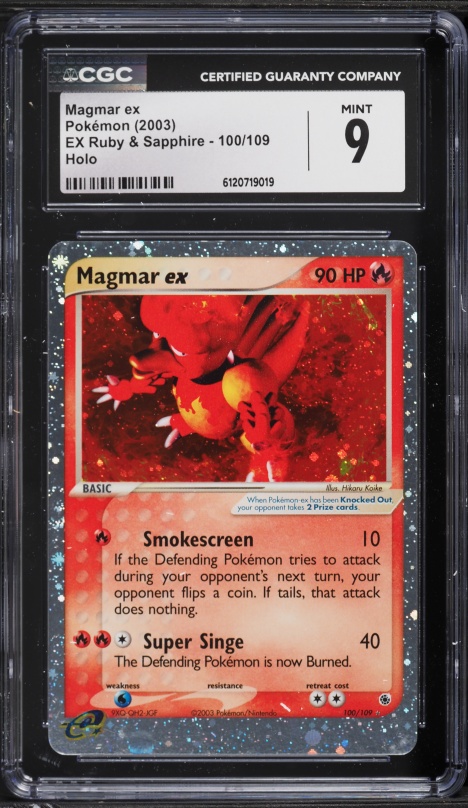 2003 Pokemon EX Ruby & Sapphire Holo Magmar ex #100 CGC 9 MINT