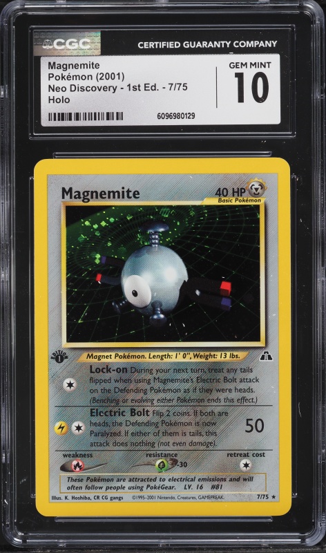 rare magnemite card Pokemon - 081/165 - Pokemon 151 - Reverse Foil Captured in a crystal 2001 Pokemon Neo Discovery 1st