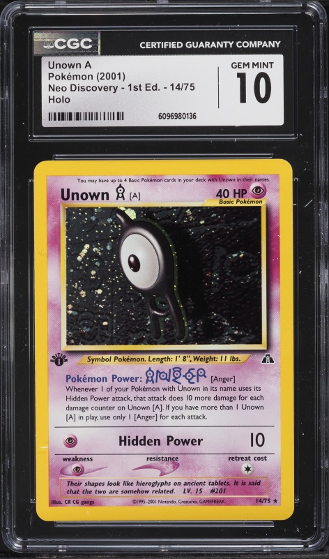 first edition unown pokemon card neo destiny cards tcg, Toys & Collectibles, Trading Cards, Raw Singles on Carousell proof acrylic case and featuring a striking image 2001 Nintendo Pokemon Neo Discovery