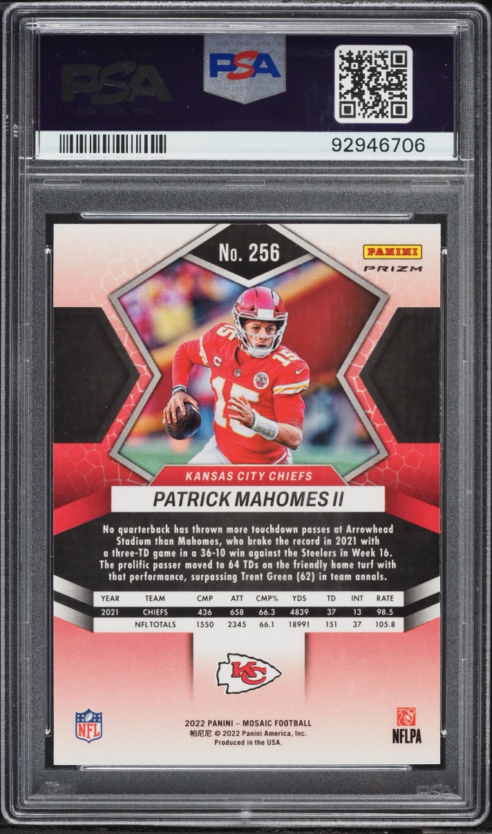 2022 Panini Mosaic Genesis Patrick Mahomes II #256 PSA 9 MINT