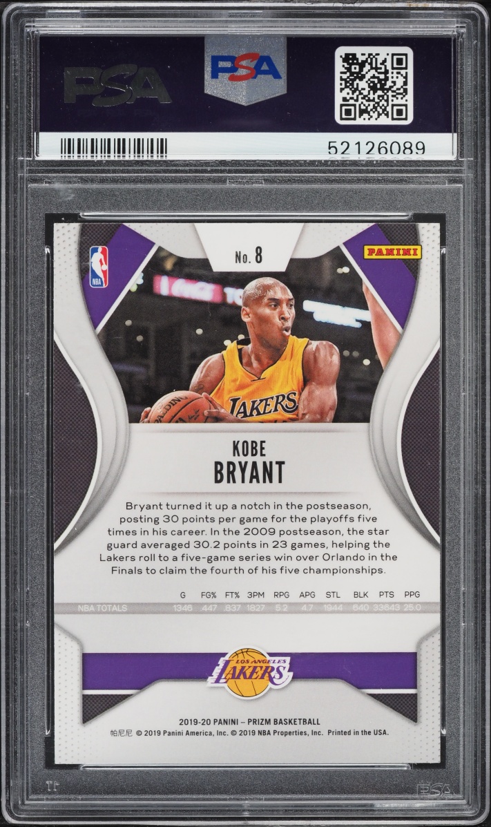 2019 Panini Prizm Kobe Bryant #8 PSA 10 GEM MINT