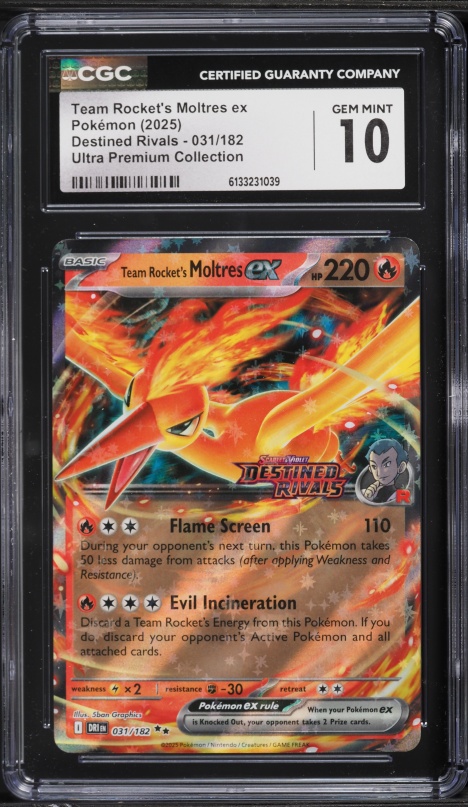 2025 Pokemon SV Destined Rivals Ultra Premium Holo Team Rocket's Moltres ex #31 CGC 10 GEM MINT