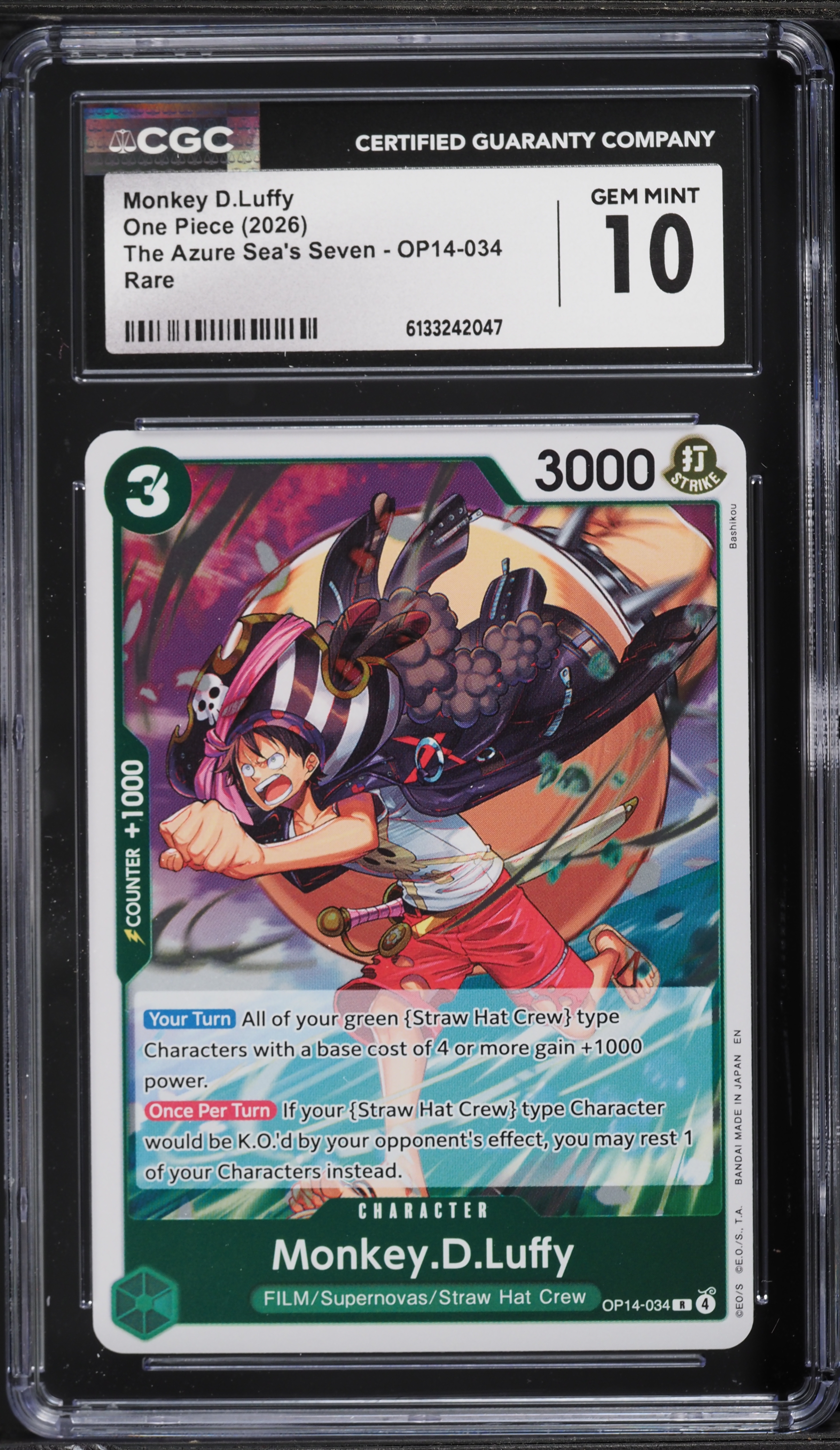 2026 One Piece The Azure Sea's Seven Monkey D.Luffy #OP14-034 CGC