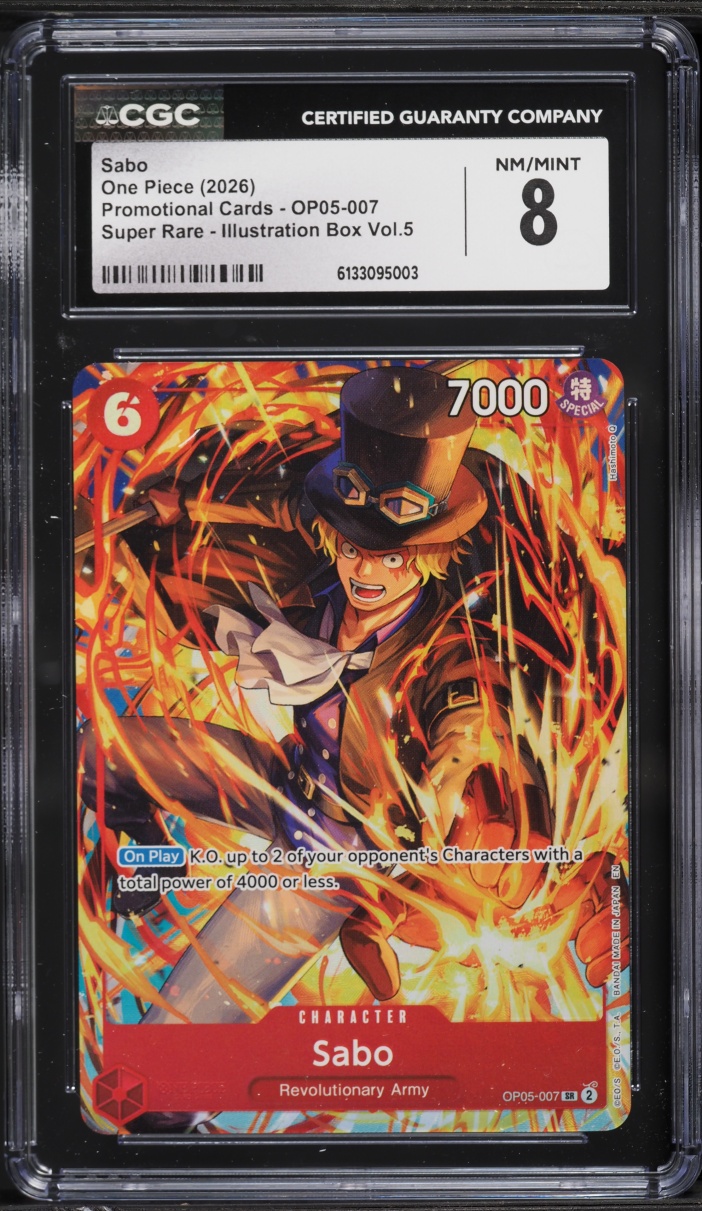 2026 One Piece Promo Illustration Box Volume 5 SR Sabo #OP05-007 CGC 8 NM-MT
