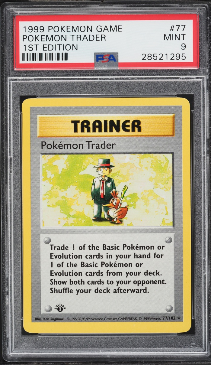 1999 Pokemon Base Set Shadowless 1st Edition Pokemon Trader #77 PSA 9 MINT