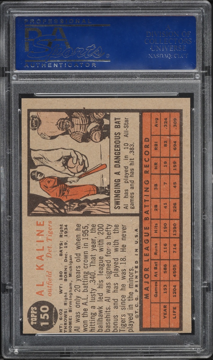 1962 Topps Al Kaline #150 PSA 7(mc) NRMT