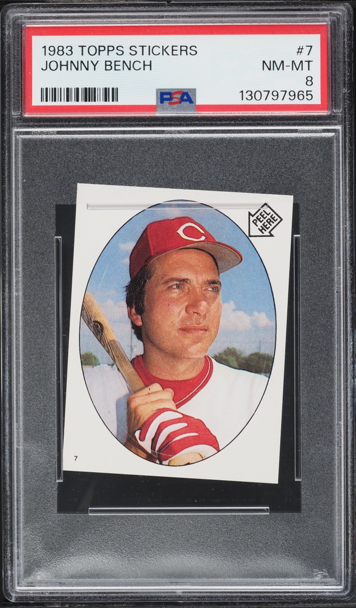 1983 Topps Stickers Johnny Bench #7 PSA 8 NM-MT