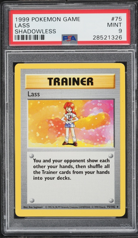 1999 Pokemon Base Set Shadowless Lass #75 PSA 9 MINT