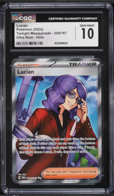2024 Pokemon Scarlet & Violet Twilight Masquerade Full Art Lucian #208 CGC 10 GEM MINT