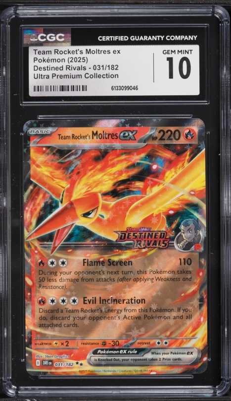 2025 Pokemon SV Destined Rivals Ultra Premium Holo Team Rocket's Moltres ex #31 CGC 10 GEM MINT