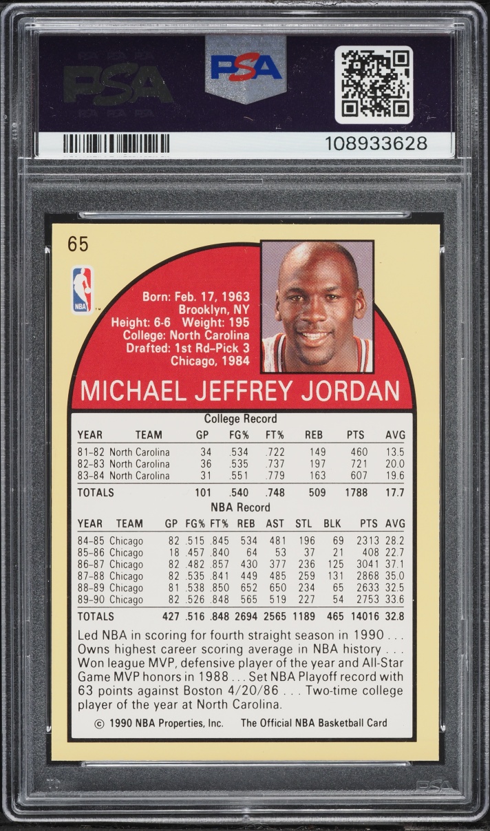 1990 Hoops Michael Jordan #65 PSA 8 NM-MT