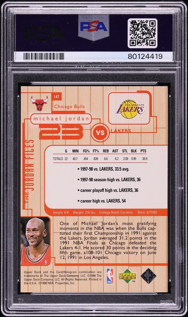 1998 Upper Deck MJ Living Legend The Jordan Files Michael Jordan w/ Kobe Bryant #147 PSA 10 GEM