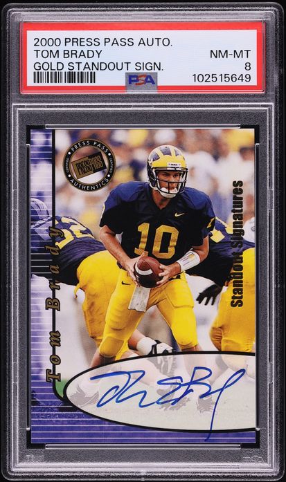 2000 Press Pass Gold Standout Signatures Tom Brady ROOKIE AUTO /100 PSA 8 NM-MT