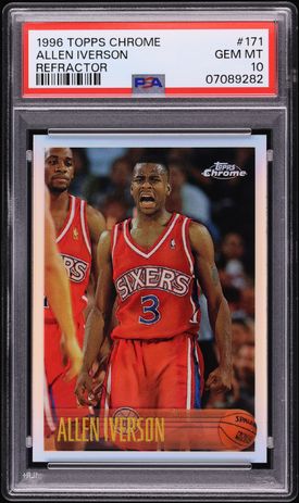 1996 Topps Chrome Refractor Allen Iverson ROOKIE #171 PSA 10 GEM
