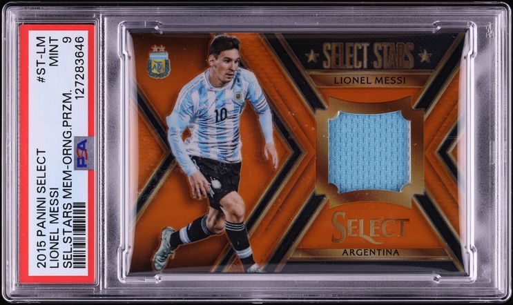 2015 Select Stars Orange Prizm Lionel Messi PATCH /149 #ST-LM PSA