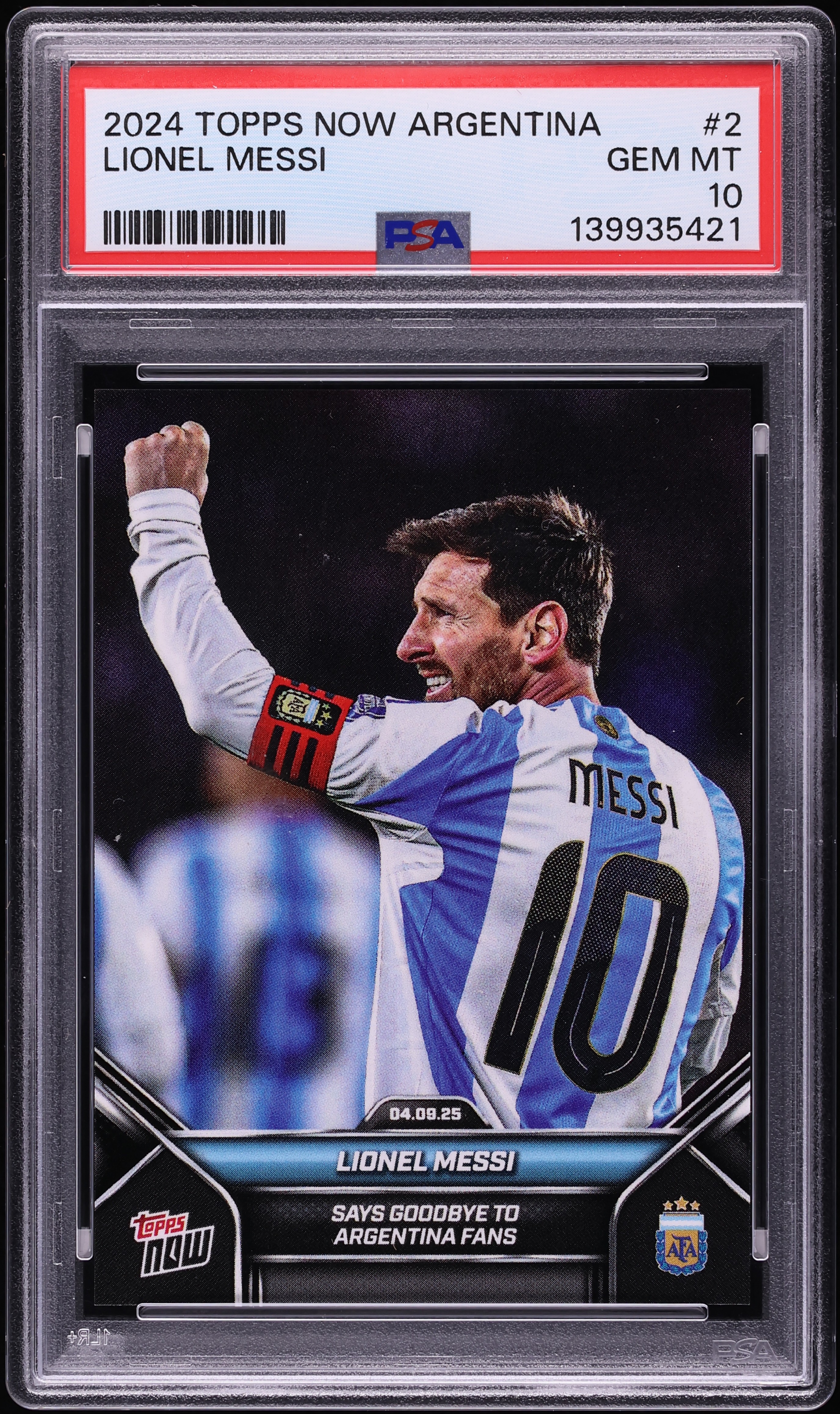 2024 Topps Now Argentina Lionel Messi #2 PSA 10 GEM MINT on 